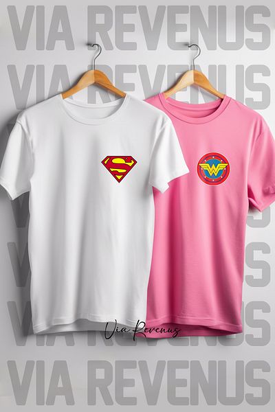 Vordevia Αγαπητέ Super Man Super Woman εμπριμέ μπλουζάκι