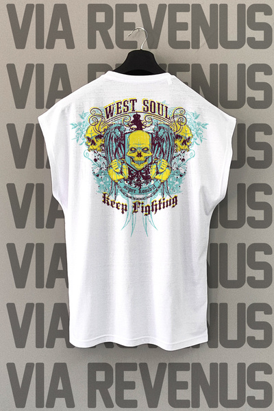 Vordevia Bela sportska majica - West Soul, leđa Štampano , bez rukava