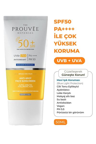 The Prouvee Reponses Spf 50+ |   Pa++++ Anti-Blemish Brightening Tone Equalizing Face Sunscreen 50 ml
