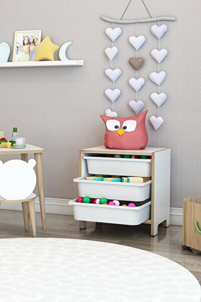 moniev 3 Sepetli Çok Amaçlı Oyuncak Dolabı Mdf