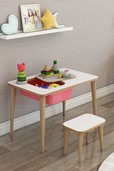 moniev Çocuk Çalışma Masası Oyun Ve Etkinlik Masası Yaz Sil Tekli Masa Tabureli