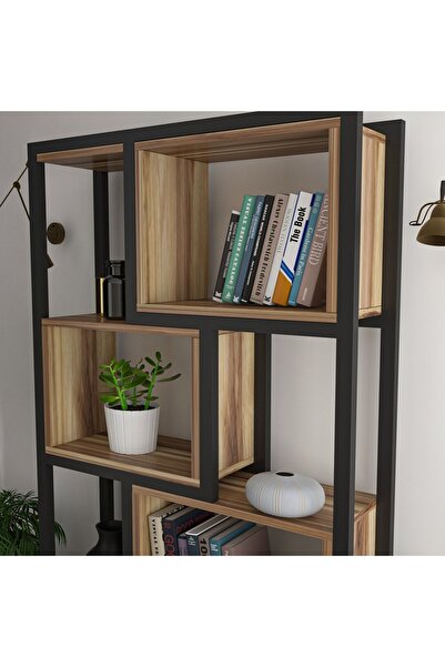 Evşehri Tiryaki Aksesuar Tokyo Metal Kitaplık 5 Raflı 80 Cm Büyük Ölçü Raf Kitaplık