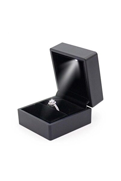 EYO Işıklı Yüzük Aksesuar Kutusu Içi Kadife Siyah Hediyelik Şık Kutu