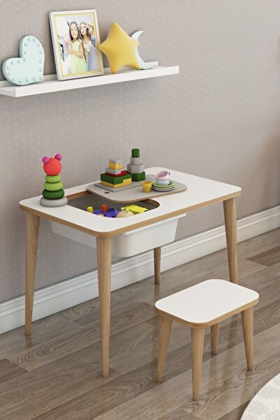 moniev Çocuk Çalışma Masası Oyun Ve Etkinlik Masası Yaz Sil Tekli Masa Tabureli