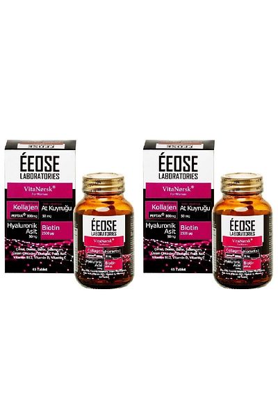 Eeose Collagen Tablet - Hyaluronic Acid, Horsetail, Biotin and Vitamin C 45 Tablets x 2 Pieces