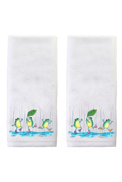 Ursa منشفة أطفال مطرزة على شكل ضفدع يرقص في المطر 2 قطعة 30×50