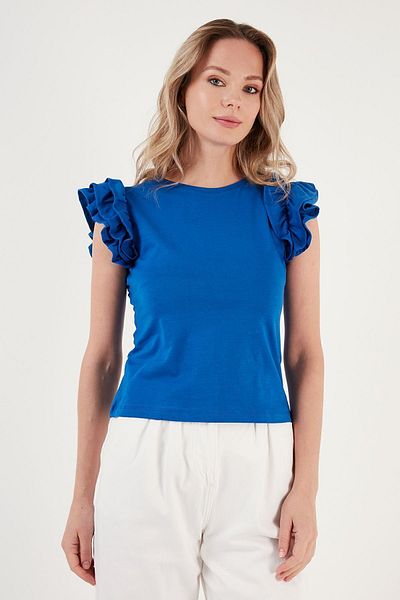 Lela Βαμβακερά μανίκια Frilly Slim Fit Crew Neck T SHIRT5864500