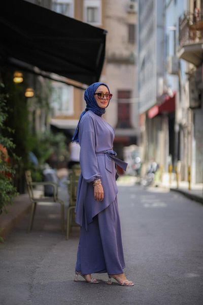 NS Moda طقم حجاب رمادي عادل - موديل 516