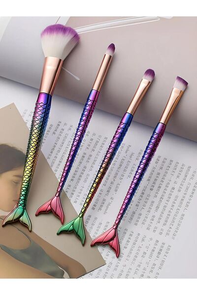 Trade Bazaar مجموعة فرش مكياج حورية البحر مكونة من 4 قطع