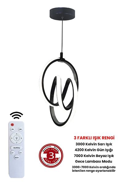 RANSOM 4 Modi Dimmer Black Led Pendant - 3 Colors Chandelier
