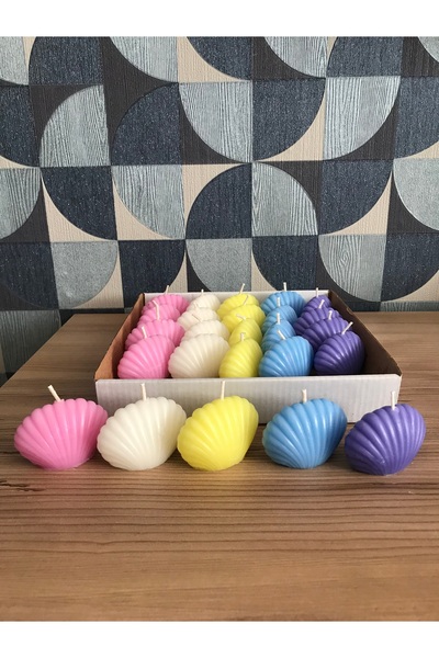 BlueDaisyCandle 25' li istridye , midye renkli mum. rengarenk midye mum