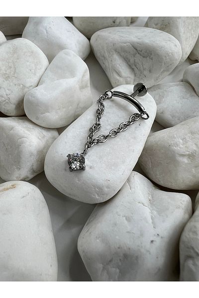 Karınca Piercing Zircon Stone Dangle Chain Helix - Conch Tragus Cartilage Ear Piercing