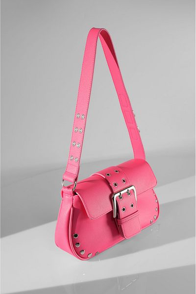 Rimense Fuchsia Troc Studded Women's Hand and Shoulder Bag - Lined
