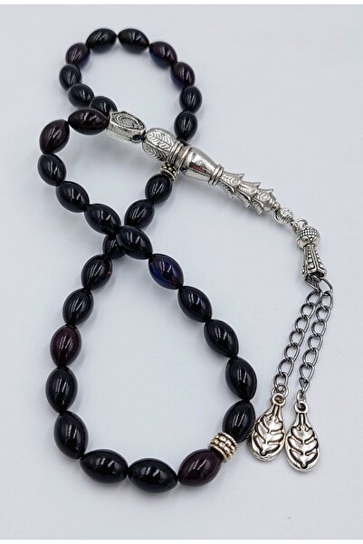 İbrahim Altıntaş ARPA KESİM SİYAH/MAVİ YAPRAK DESENLİ ALPAKA PÜSKÜLLÜ ATEŞ KE...