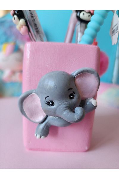 Rota Hediyelik Χαριτωμένη ροζ θήκη για στυλό Kawaii Elephant Desktop, Παιδική θήκη για στυλό