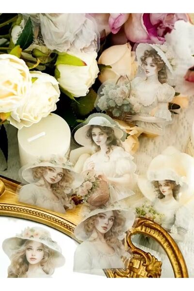 SF SCRAPBOOK KIRTASİYE Σετ 15 τεμαχίων vintage γυναικείων αυτοκόλλητων για λε...