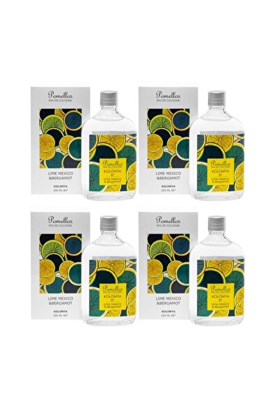 Pomellos Kolonya Lime Mexico & Bergamot 4 Adet (4x250 ml 80 Derece Cam Şişe)