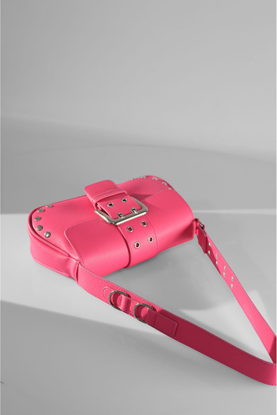 Rimense Fuchsia Troc Studded Women's Hand and Shoulder Bag - Lined