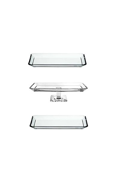 Paşabahçe 3 Piece Grace Standing and Flat Presentation, Serving Plate Set