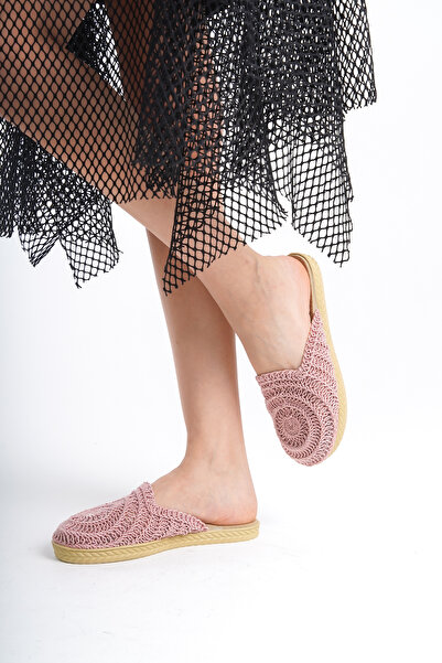Moda Değirmeni Lace Powder Women's Knitted Slippers - BG1027-122-0001