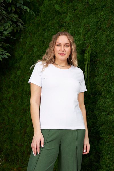 RMG Hscstore Women's Crew Neck Large Size White T-shirt - O4054