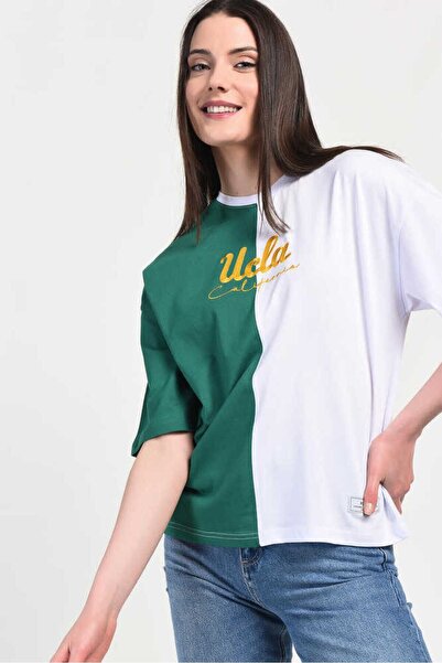 UCLA Γυναικείο μπλουζάκι Feliz Green Crew Neck Κεντημένο