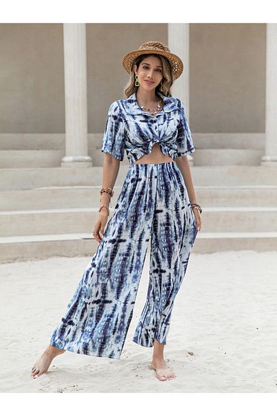 Russty Dustty By Styli Tie Dye Print Crop Shirt & Trouser Co-Ords