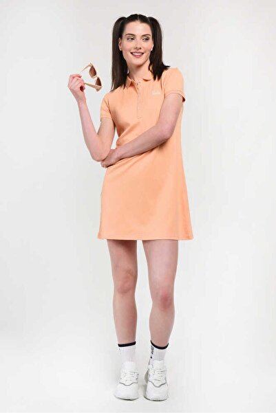 UCLA Γυναικείο φόρεμα Madeira Orange Polo με κεντημένο λαιμόκοψη