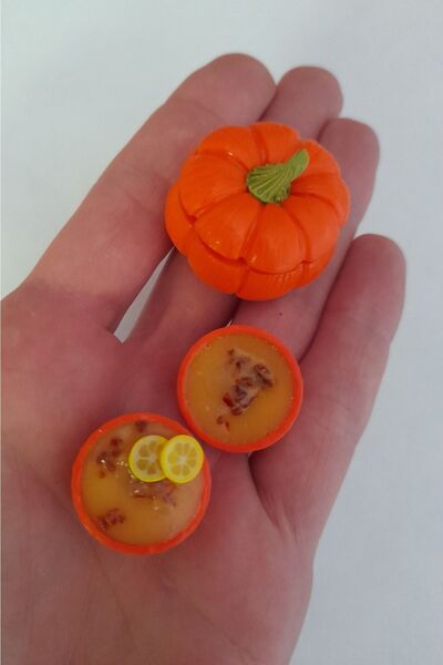 SYLVANIAN FAMILIES El Yapımı Fimo Miniatur Balkabak Corba Set