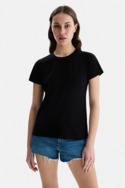 UCLA Γυναικείο μπλουζάκι DESTINA Μαύρο Crew Neck Κεντημένο