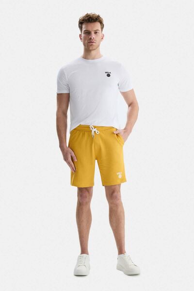 UCLA FOWLER Mustard Yellow Printed Standard Fit Men's Knitted Shorts