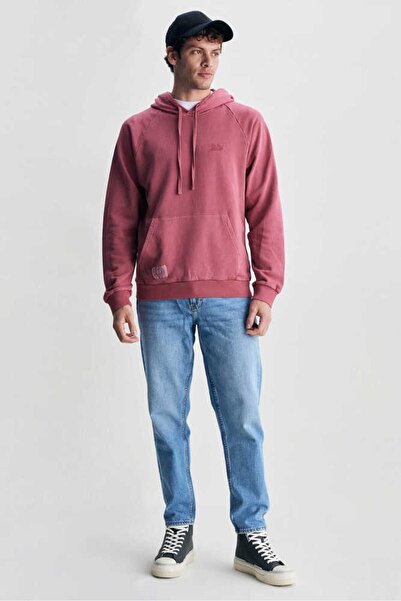 UCLA JUDE Claret Red Hooded Embroidered Standard Fit Men's Sweatshirt