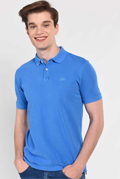 UCLA Tricou pentru bărbați cu gât polo albastru brodat Gerard