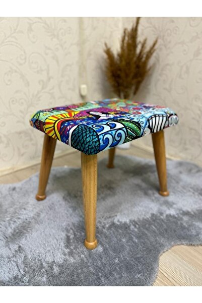 Asedia Trend Naturel Diego Ahşap Ayak Uzatma Pufu Makyaj Koltuğu Tabure Babal...