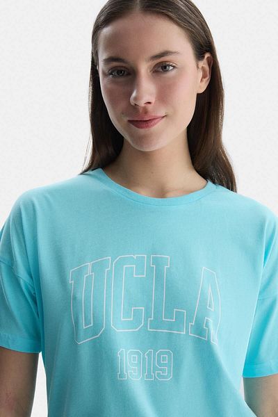 UCLA SANCHEZ Blue Crew Neck Printed Standard Fit Women's T-Shirt