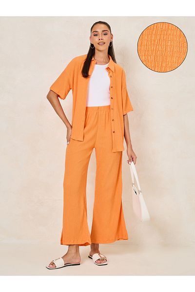 Styli Textured Short Sleeve Shirt & Pants Co-Ords