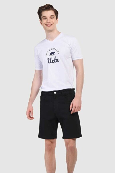 UCLA Darrel Black Embroidered Standard Men's Denim Shorts