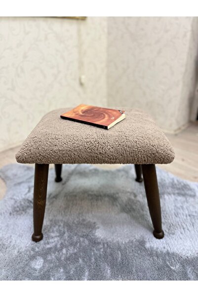 Asedia Trend Ceviz Teddy Kahve Ahşap Ayak Uzatma Pufu Makyaj Koltuğu Tabure Babalar Günü Hediyesi
