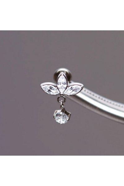 Karınca Piercing Titanium Piercing - Stone Detailed Helix Cartilage Tragus Conch Rook Flat Lobe Lip Earrings