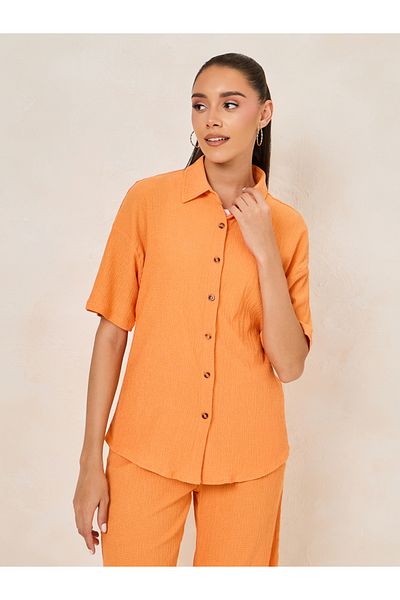 Styli Textured Short Sleeve Shirt & Pants Co-Ords