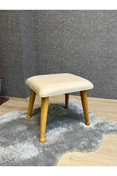 Asedia Trend Naturel Krem Ahşap Ayak Uzatma Pufu Makyaj Koltuğu Tabure Babala...
