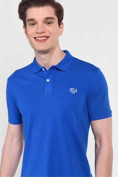 UCLA Lakes Mavi Polo Yaka Nakışlı Erkek Tshirt