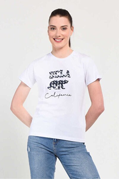 UCLA Allison White Crew Neck Printed Women's T-Shirt