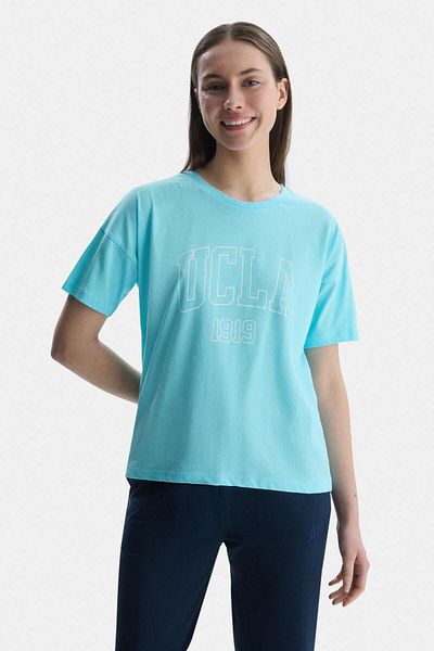 UCLA SANCHEZ Blue Crew Neck Printed Standard Fit Women's T-Shirt