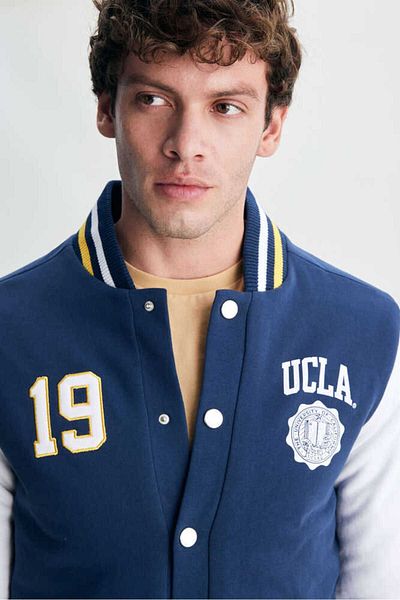 UCLA Upland Navy Blue Snap Printed Men's Coat