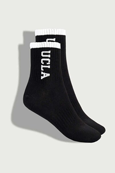 UCLA Julio 2-Piece Black Ankle Jacquard Unisex Socks