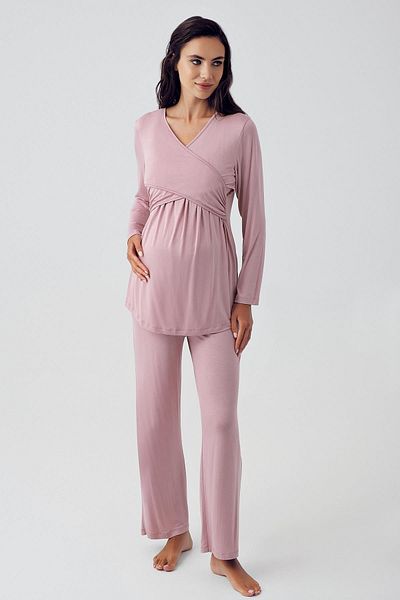 Artış Viscous Lycra Long Sleeve Maternity Pajama Set - 15205