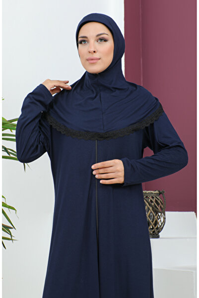 sefamerve Modlitební šaty z námořnické modré viskózy – s šátkem, Model 4485-03