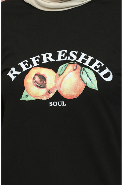 sefamerve Black Printed Tunic - 6028-01 Model