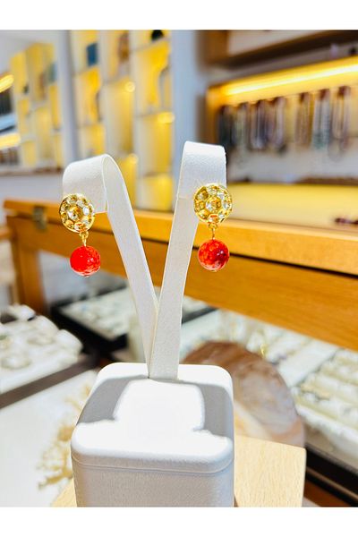 Luna Red Agate Earrings with Natural Stones